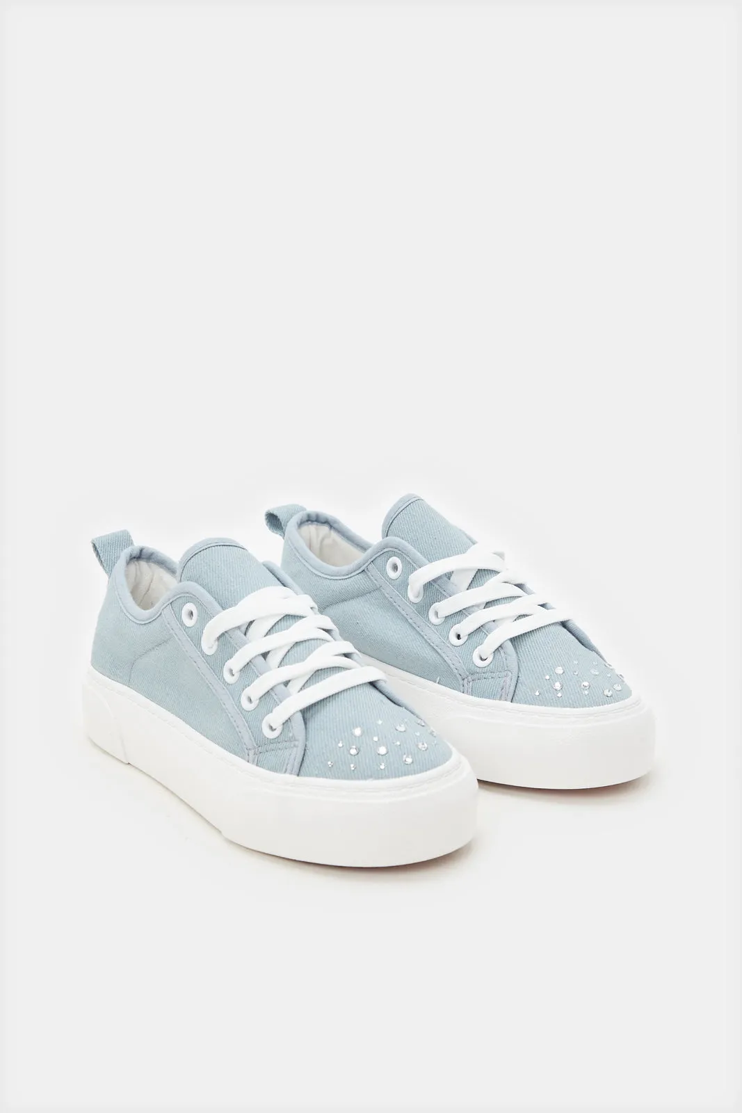 Girls Denim Lace -Up Sneaker