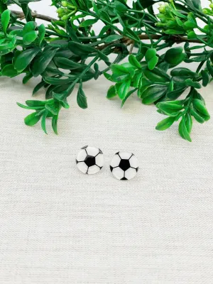 Glitter Acrylic Sports Stud Earrings - Soccer