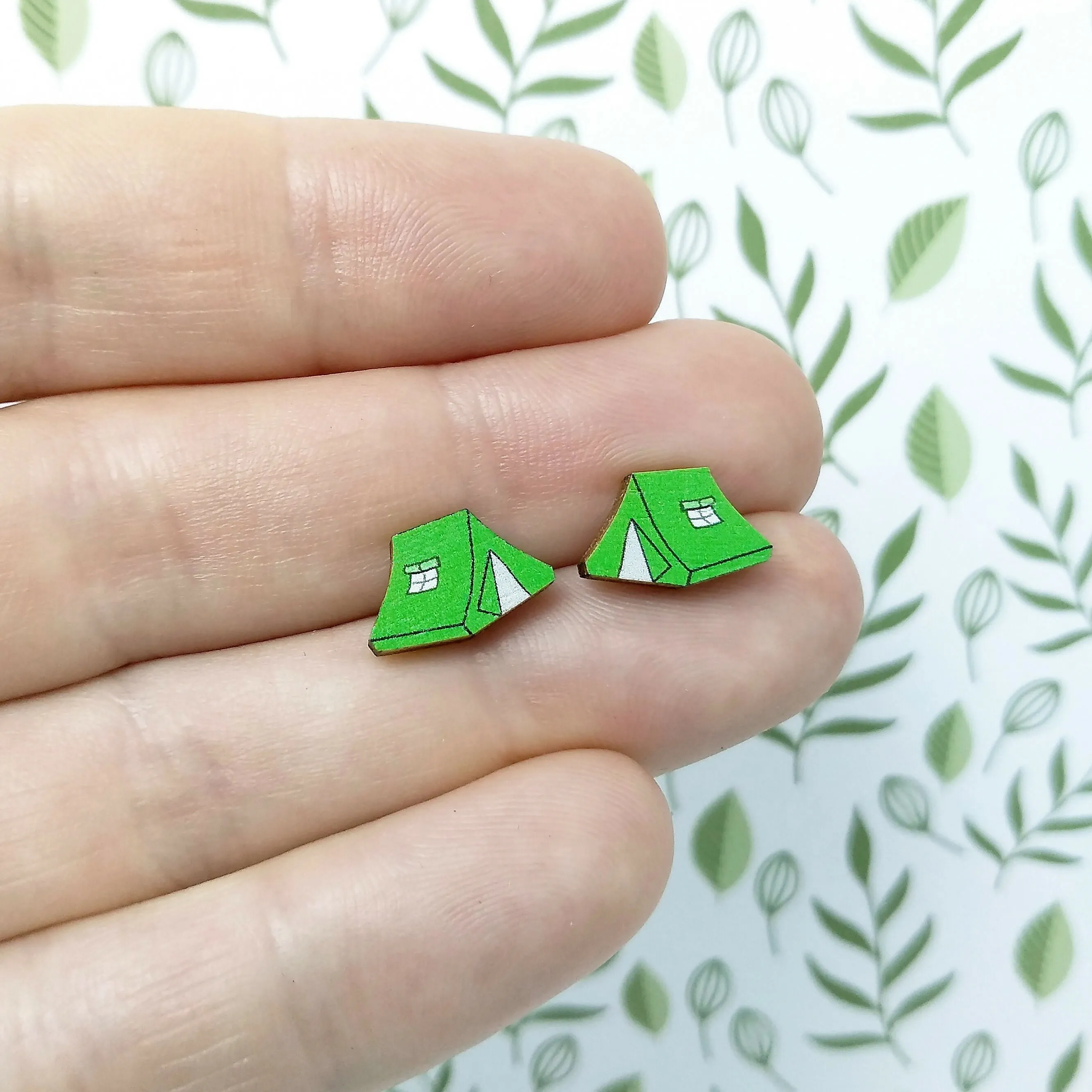 Green Tent Earrings