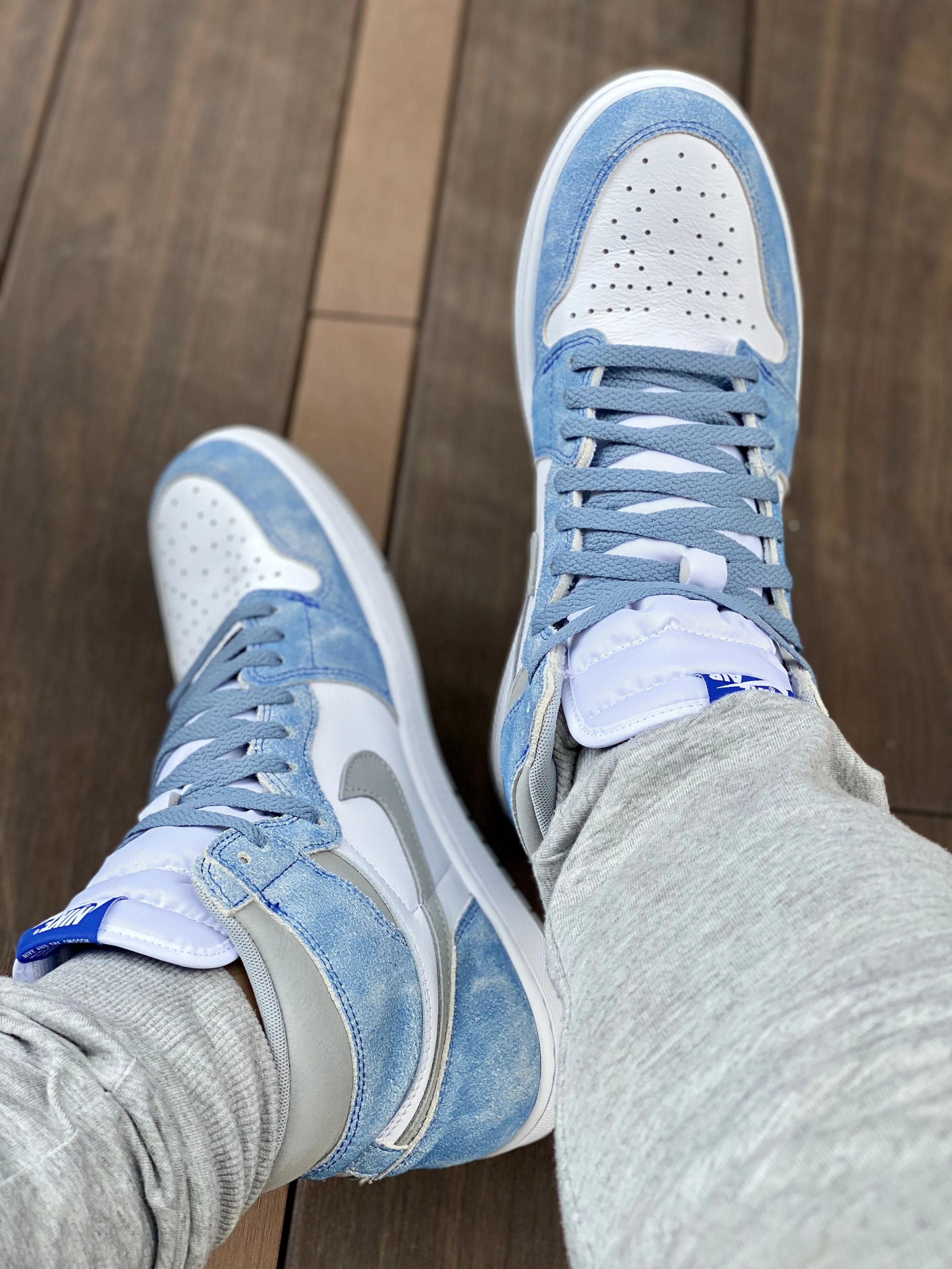 Jordan 1 Laces Basics Flat Thin - Dirty Blue Laces for Hyper Royal AJ1