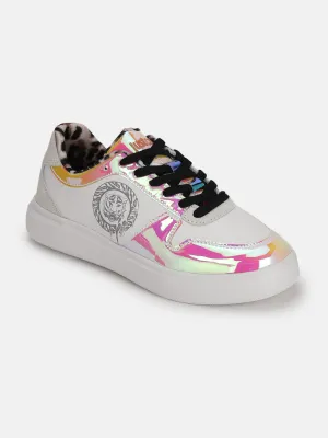 Just Cavalli Women White Solid Lace-up Sneakers