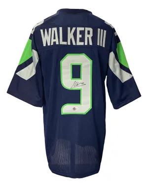 Kenneth Walker III Signed Custom Navy Pro-Style Football Jersey BAS