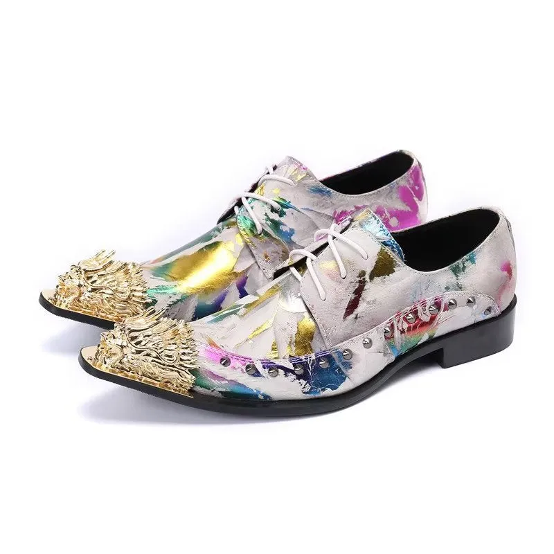 Luxe Exotic Pattern Genuine Leather Derbies