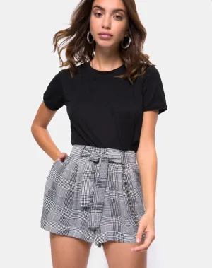 Melange High Waist Short in Grey Charles Check