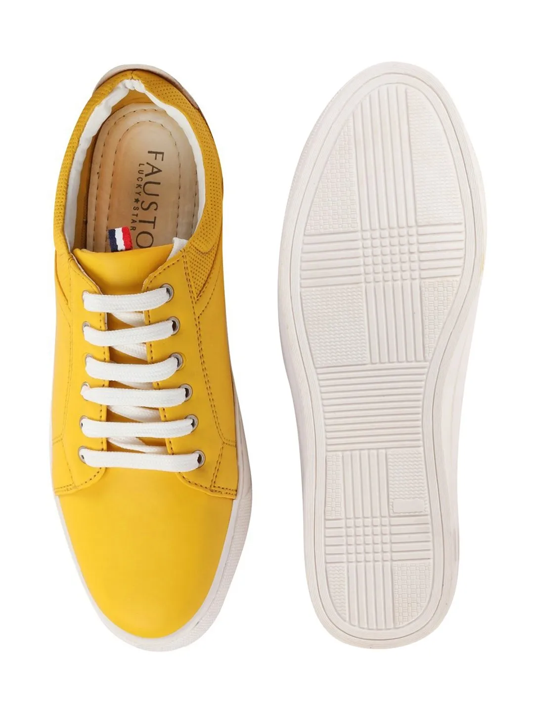 Men Yellow/White Classic Lace Up Sneakers