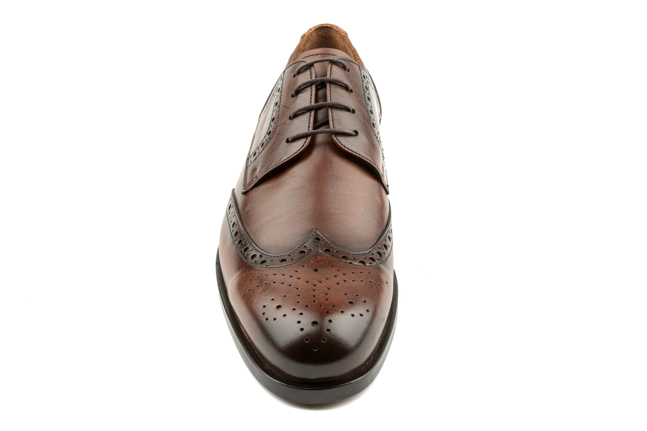 Men's Handmade Dress Shoes, Superior Quality Aniline Leather, Tan Derby Shoes, Brogued & Wingtip Design