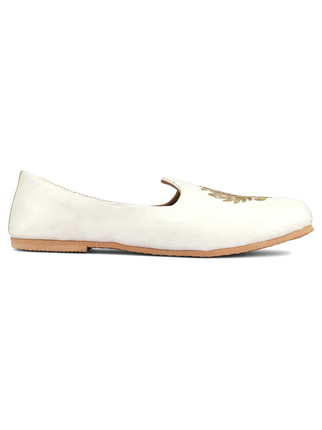 Men's Indian Ethnic Party Wear White Footwear - Desi Colour