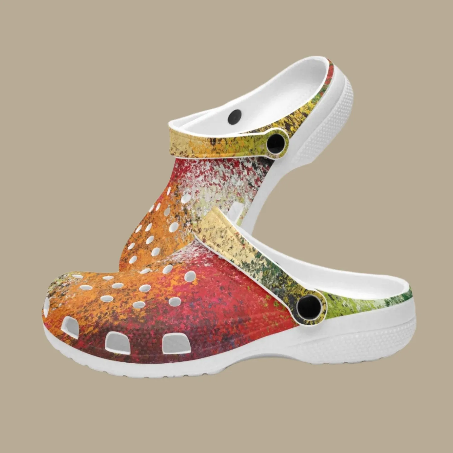 Men's Lightweight Clogs Red Abstract