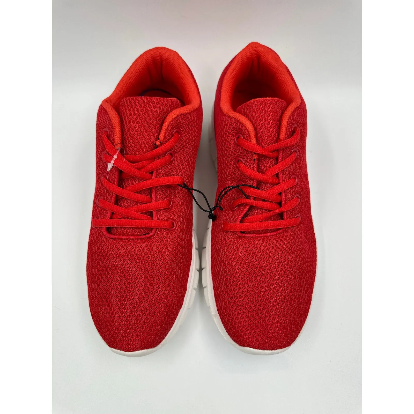 Men's Size 8.5, Bright Red Low Top Casual Sneakers with White Cushy Sole