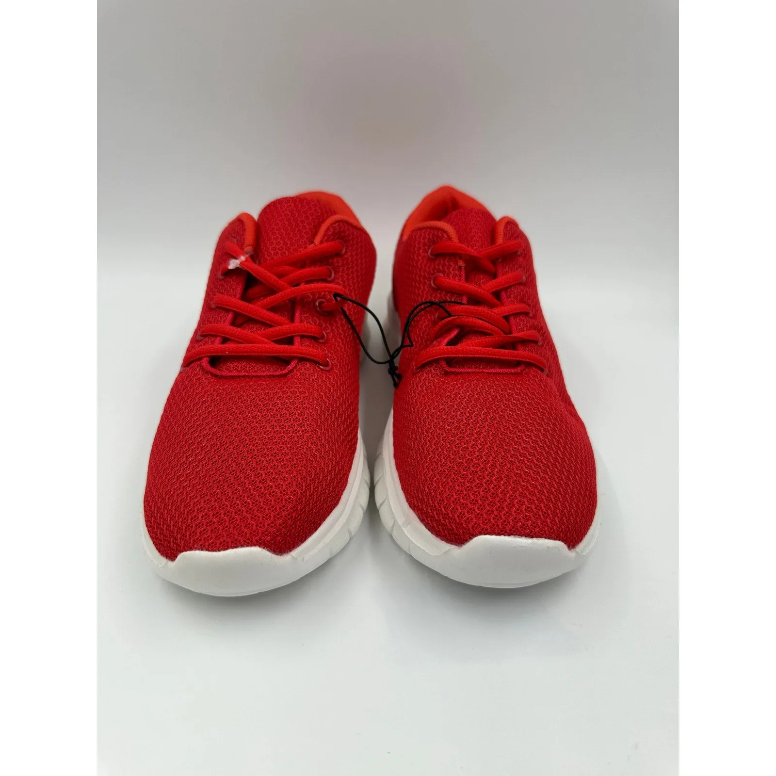 Men's Size 8.5, Bright Red Low Top Casual Sneakers with White Cushy Sole