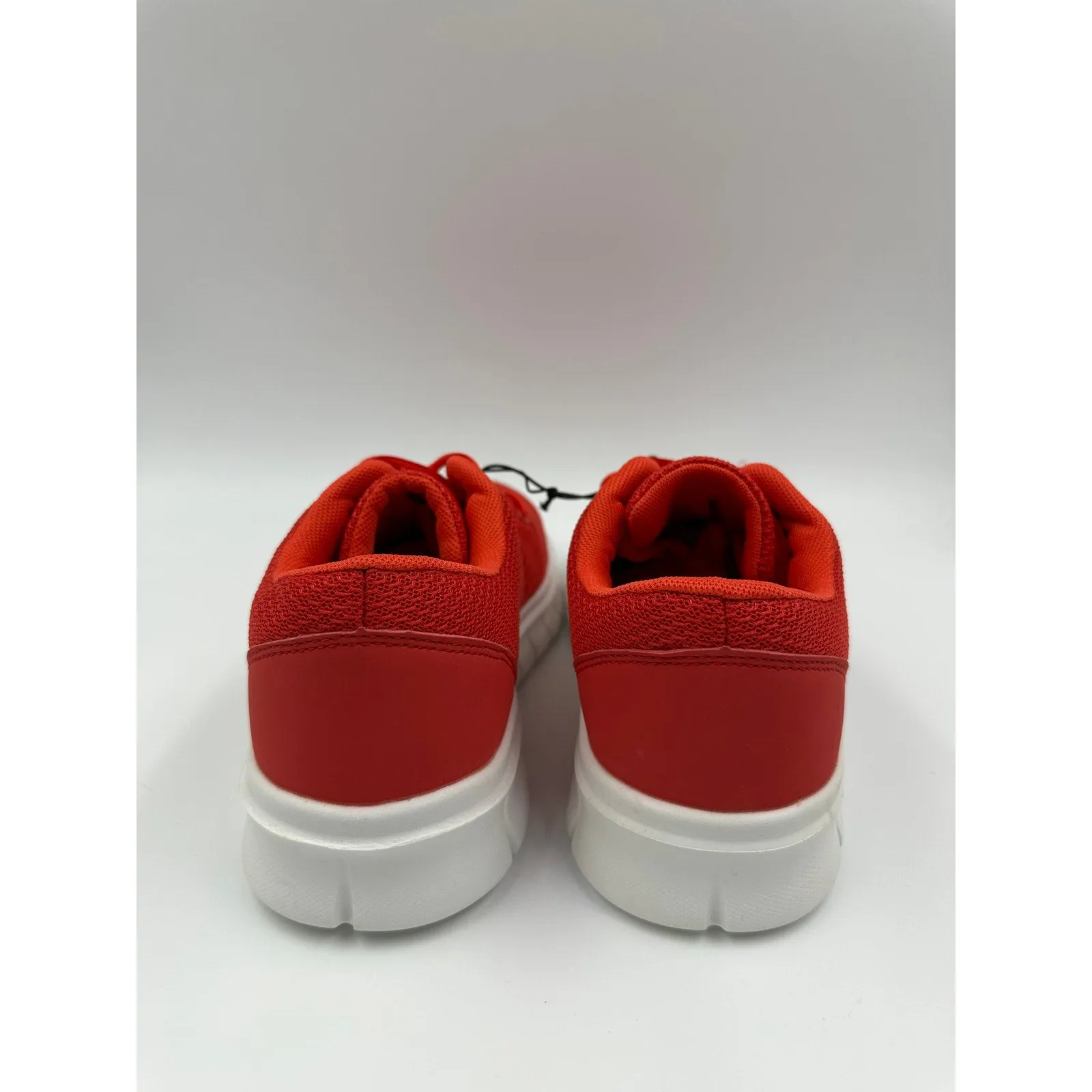 Men's Size 8.5, Bright Red Low Top Casual Sneakers with White Cushy Sole