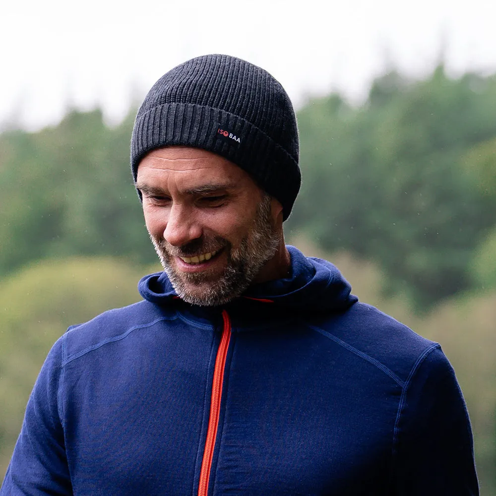 Merino Fisherman Beanie (Black Melange)