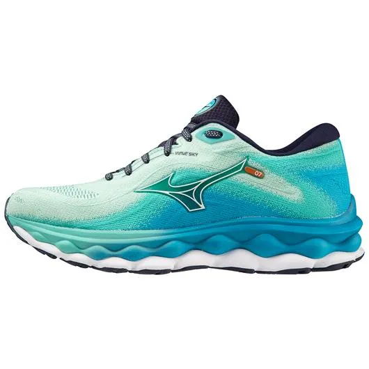 Mizuno | Wave Sky 7 | Women's | Beveled Glass/White