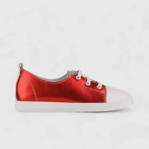 Morbido Ladies Leather Statement Sneakers Red 1719-6