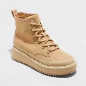 New - Universal Thread Women's Winter Platform Combat Boots Suede Wedge Heel