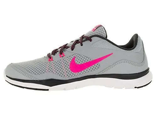 NIKE WOMENS FLEX TRAINER 5 RUNNING SHOE, BLACK/ SILVER/ PURPLE - 6 B(M) US