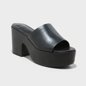 Open Box - Women's Ricky Platform Heels w Memory Foam Insole - A New Day Black 9