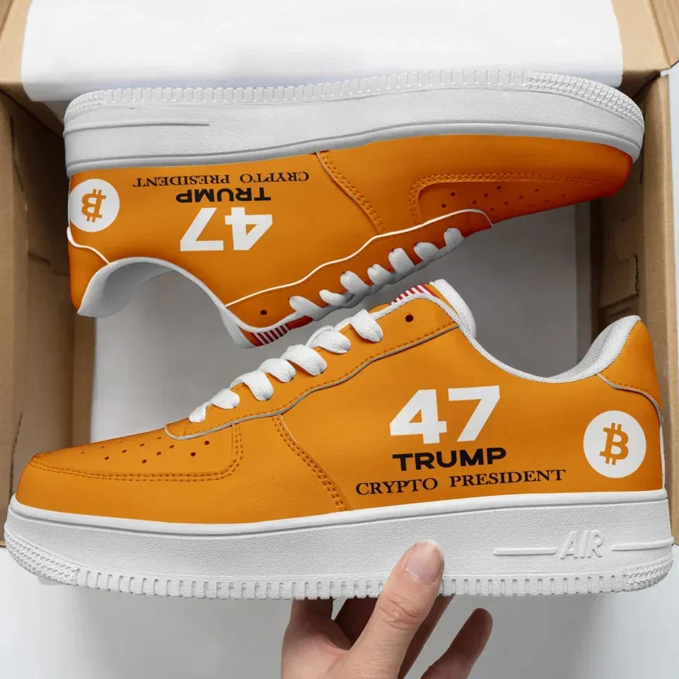 Personalized 47 Trump Sneakers, Custom Gold and white Shoes, Durabale Shoes for Men and Women