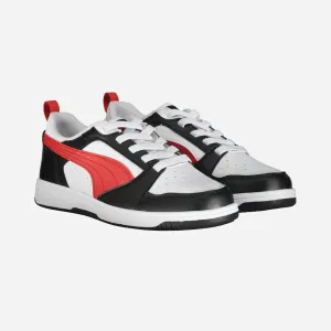 Puma scarpa sneakers da ragazzi Rebound v6 396742-04 bianco-rosso-nero