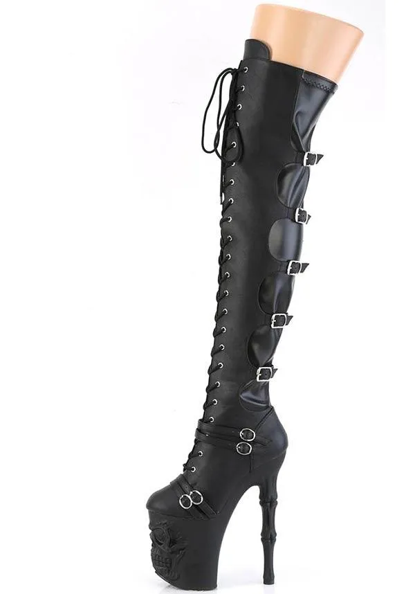 RAPTURE-3045 [Black Faux Leather] | PLATFORM BOOTS [PREORDER]