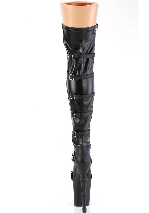 RAPTURE-3045 [Black Faux Leather] | PLATFORM BOOTS [PREORDER]