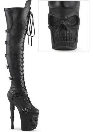 RAPTURE-3045 [Black Faux Leather] | PLATFORM BOOTS [PREORDER]