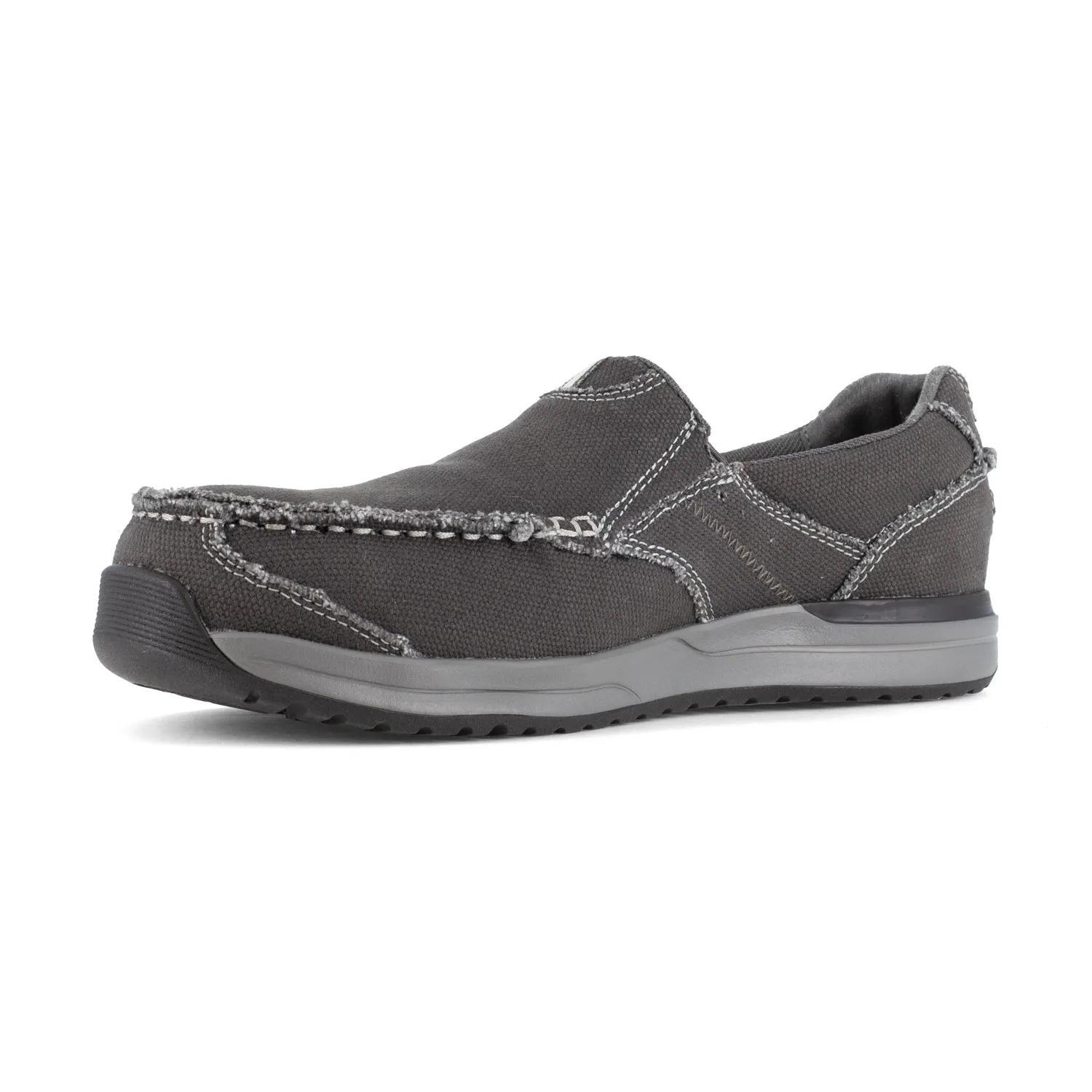 Rockport Mens Charcoal Textile Work Shoes Langdon Casual Slip-On CT