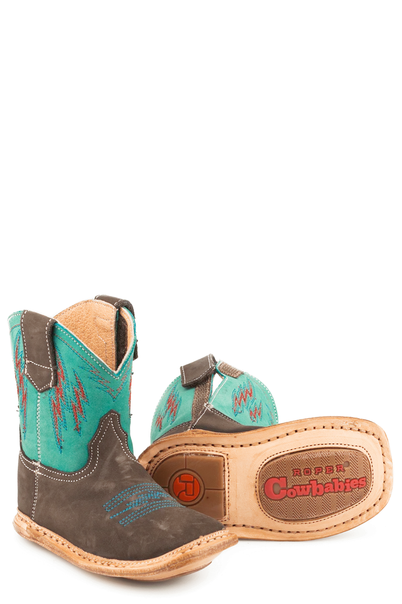 Roper Cowbaby Brown Turquoise Boots Style 09-016-7912-1502