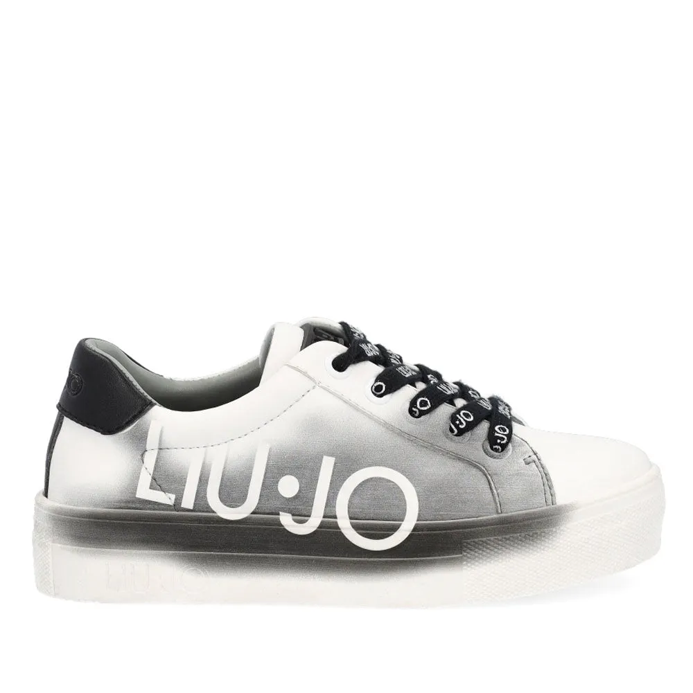 Scarpe Junior LIU JO linea Alicia 171 Sneakers in Pelle con Maxi Logo colore Bianco e Nero