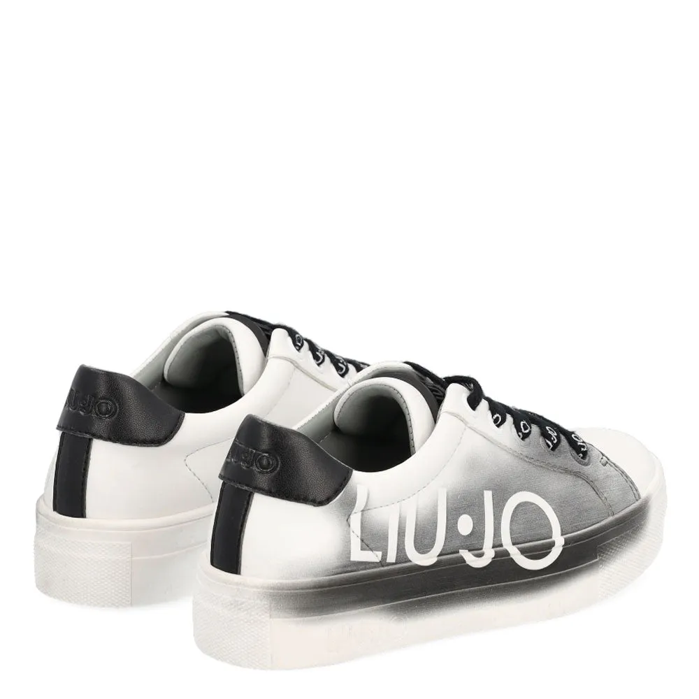 Scarpe Junior LIU JO linea Alicia 171 Sneakers in Pelle con Maxi Logo colore Bianco e Nero