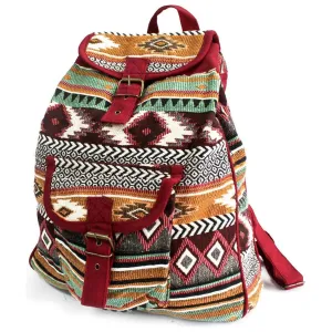 Small Indian Cotton Backpack - Jacquard Casual Bag - Chocolate or Teal