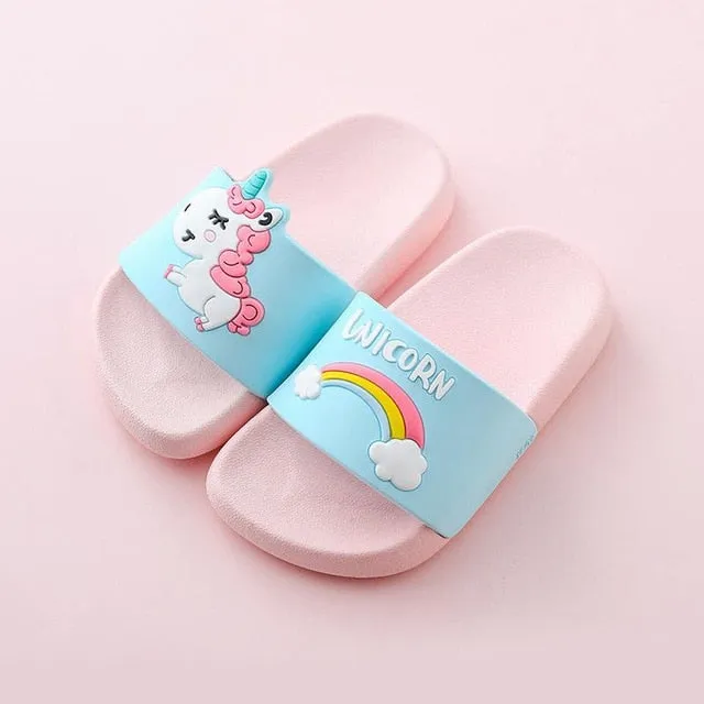 Suihyung Rainbow Unicorn Slippers For Kids New Summer Boy Girl Beach Shoes Baby Toddler Soft Indoor Bathroom Slippers Flip Flops