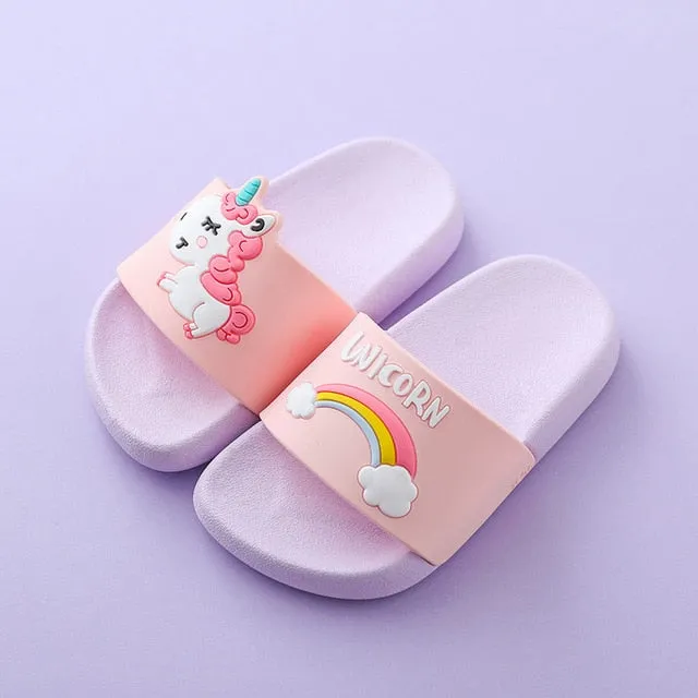 Suihyung Rainbow Unicorn Slippers For Kids New Summer Boy Girl Beach Shoes Baby Toddler Soft Indoor Bathroom Slippers Flip Flops