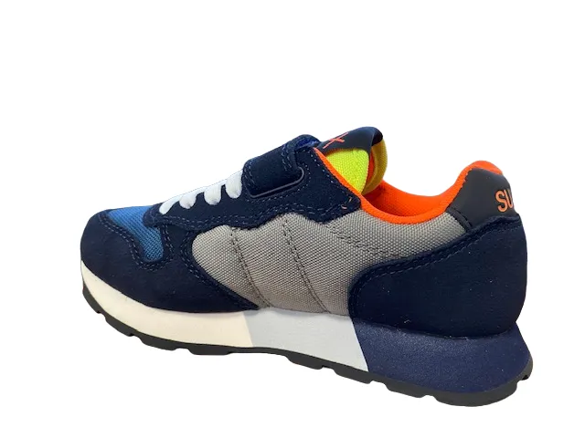 Sun68 sneakers da ragazzo Jaky Fluo Z42315K 0734 navy blue-grigio medio