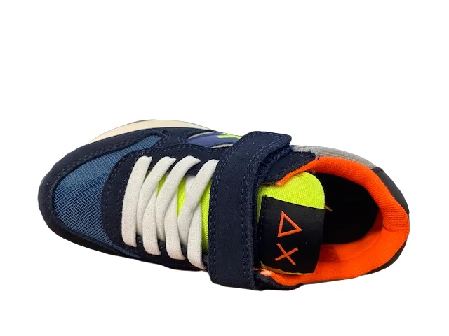 Sun68 sneakers da ragazzo Jaky Fluo Z42315K 0734 navy blue-grigio medio