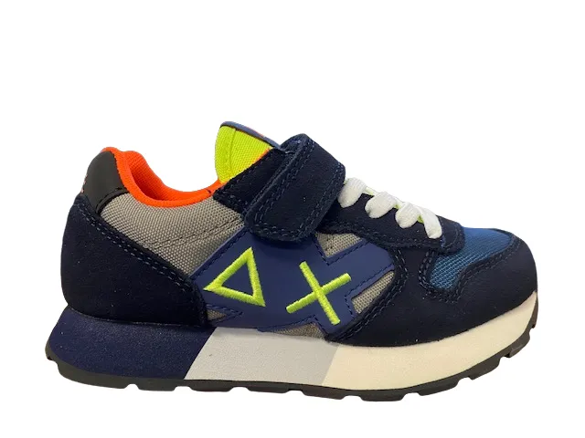 Sun68 sneakers da ragazzo Jaky Fluo Z42315K 0734 navy blue-grigio medio