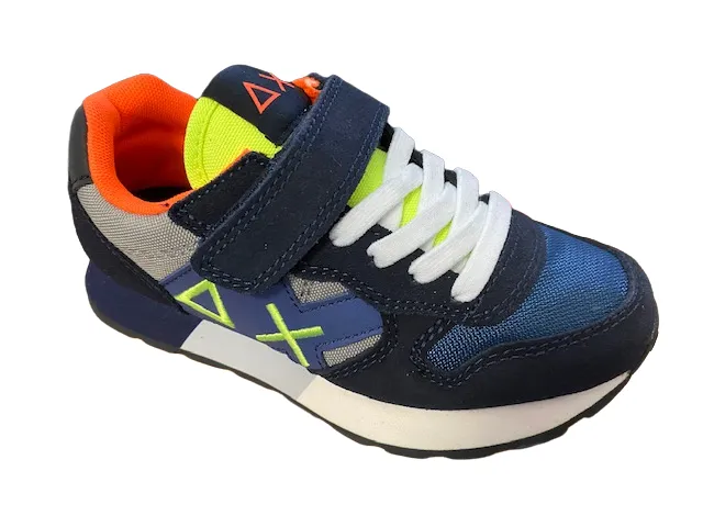 Sun68 sneakers da ragazzo Jaky Fluo Z42315K 0734 navy blue-grigio medio