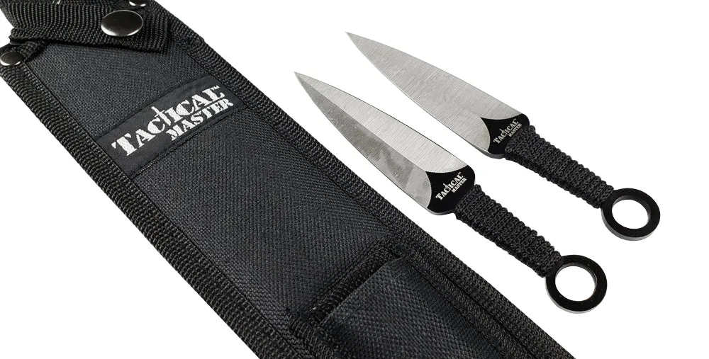 Tactical Master 27" Black Machete Tanto Blade with 2 pcs 6" throwing knife