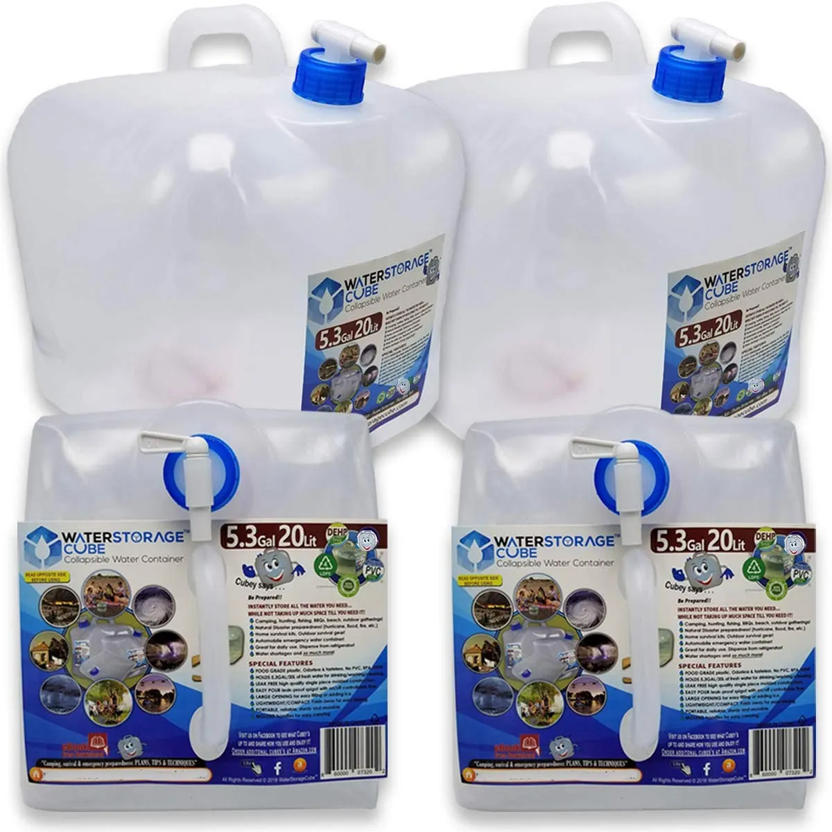 WaterStorageCube - Water Container with Spigot 5.3 Gallon - 2 Pack