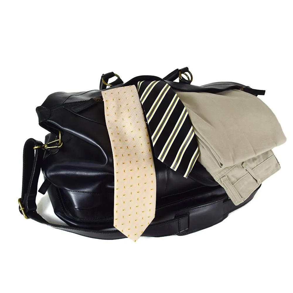 Weekender Bag with shoe compartment in Black Leather - Professional Players Favorite