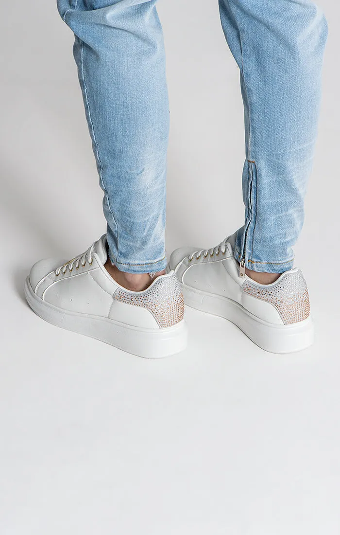 White Crystal Fade Sneakers