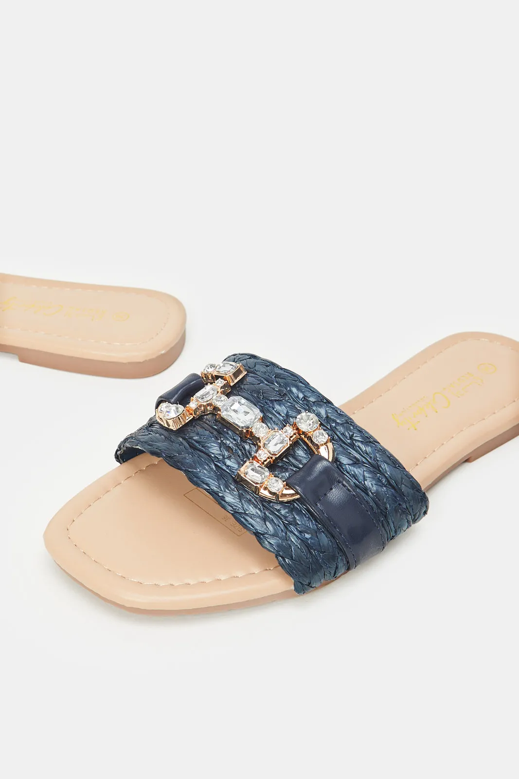 Women Blue Mule With Embellishment