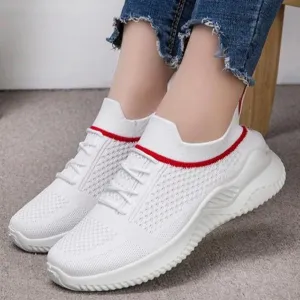 Women flyknit slip on sneakers comfy running tennis shoes