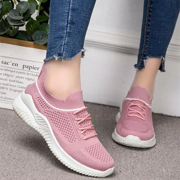 Women flyknit slip on sneakers comfy running tennis shoes