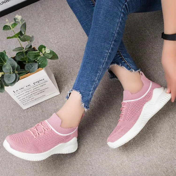 Women flyknit slip on sneakers comfy running tennis shoes