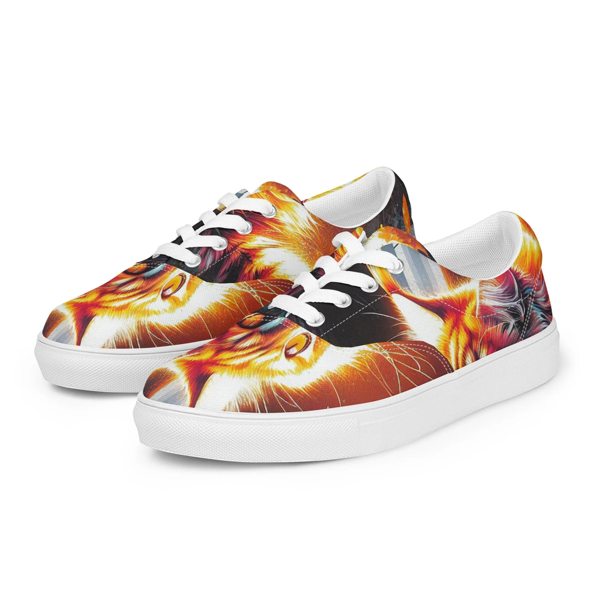 Women’s Cat Print Canvas Sneakers | Breathable & Comfortable | EVA Rubber Outsole