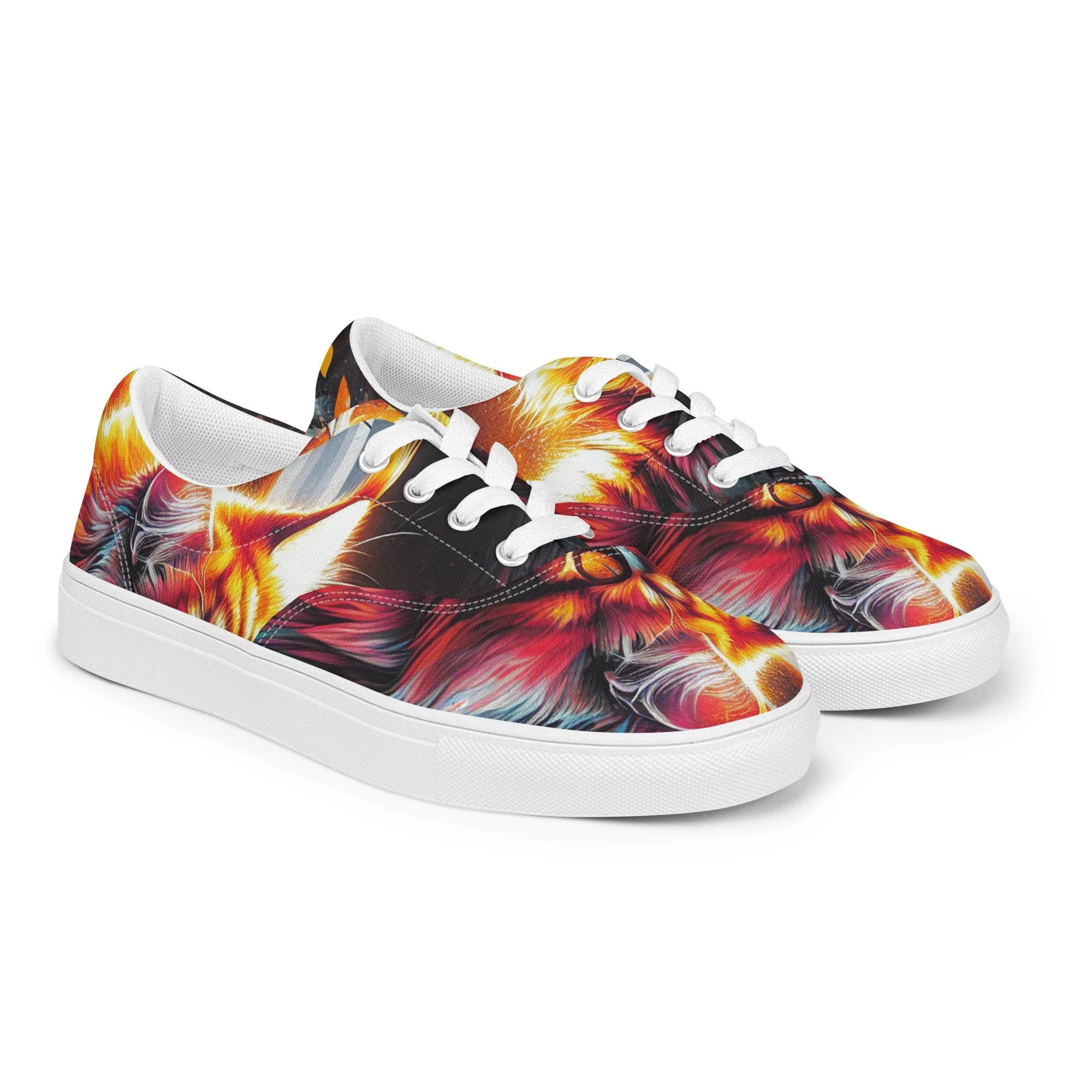 Women’s Cat Print Canvas Sneakers | Breathable & Comfortable | EVA Rubber Outsole