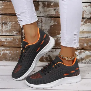 Women's flyknit lace-up tennis shoes lightweight comfort sneakers