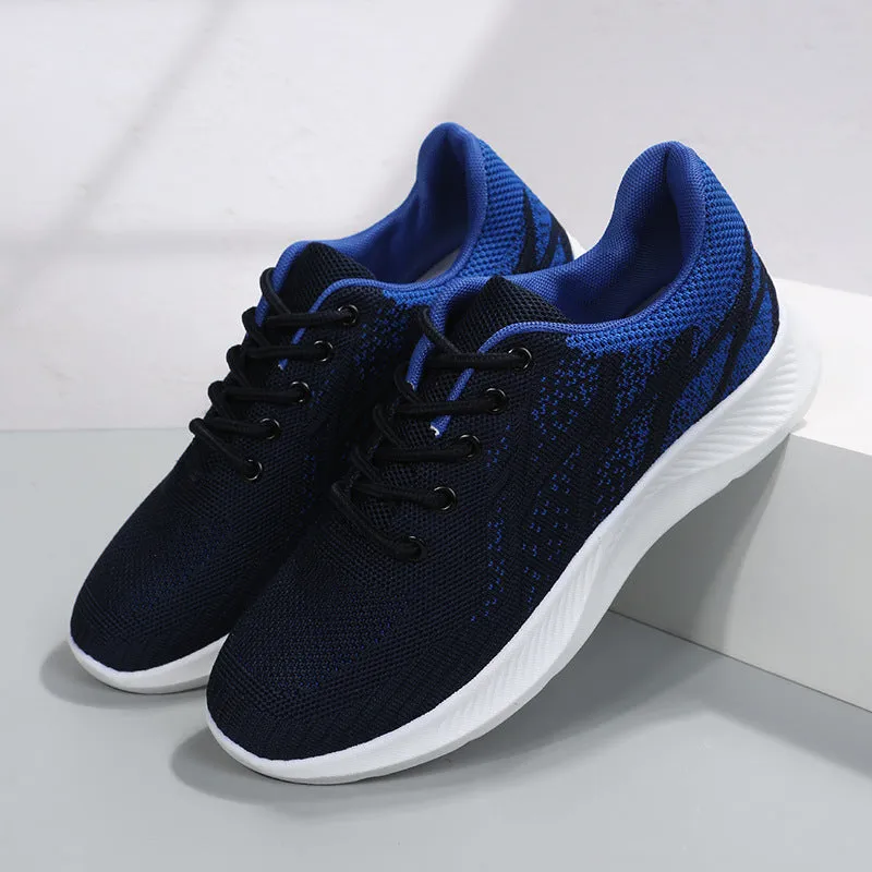 Women's flyknit lace-up tennis shoes lightweight comfort sneakers