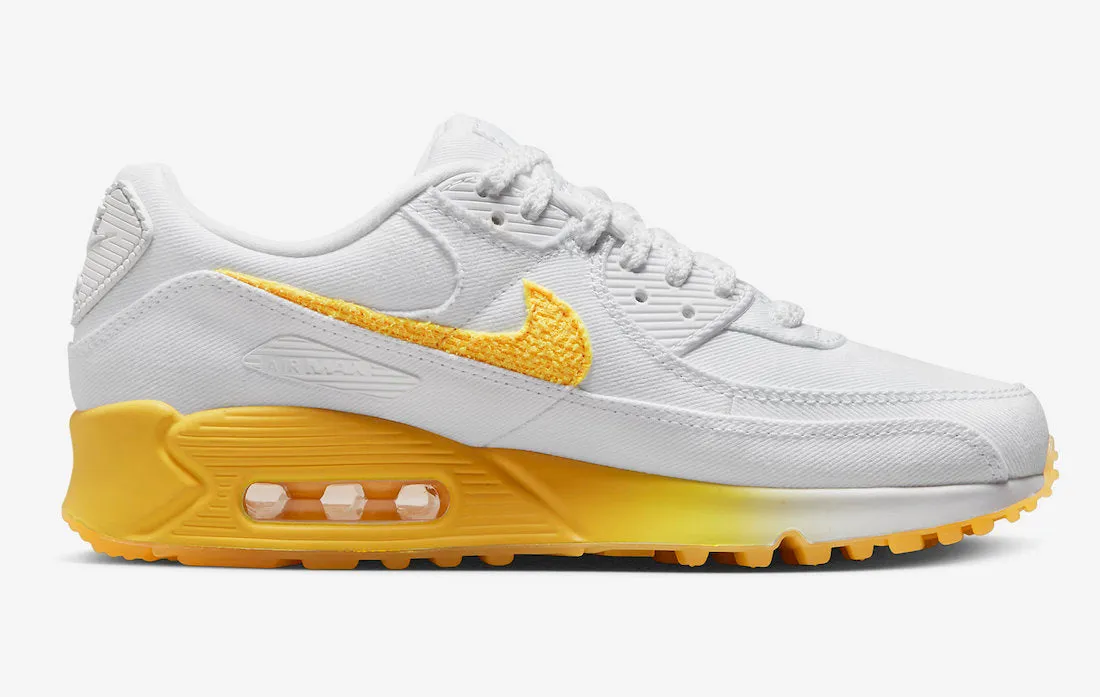 Women's NIKE AIR MAX 90 SE WHITE/CITRON PULSE-ALABASTER-SAIL FJ4548-100